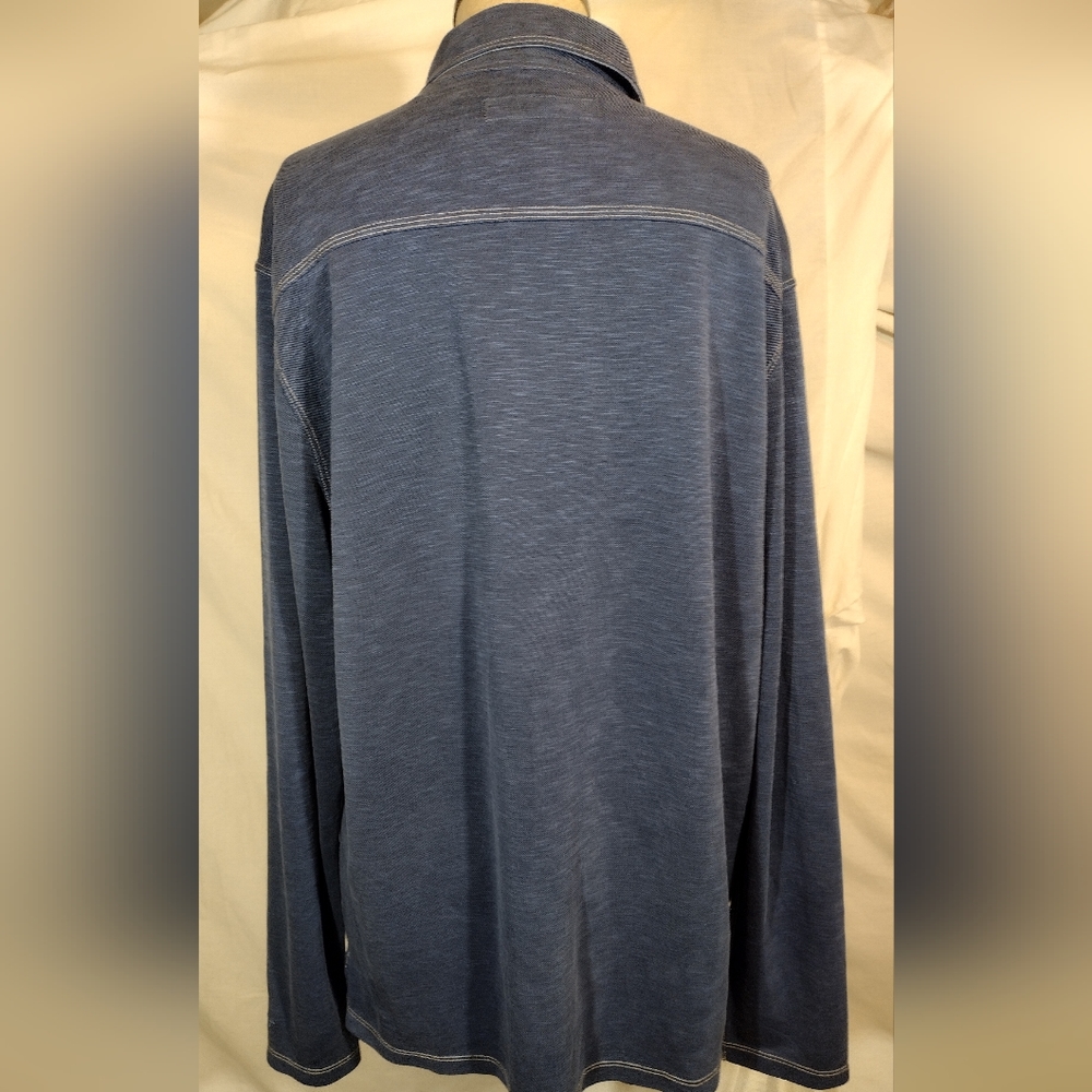 Tommy Bahama men blue Henley light weight sweater, Long sleeve, 1/2 button, L - Picture 6 of 13